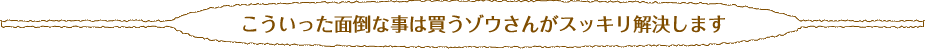 こういった面倒な事は買うゾウさんがスッキリ解決します